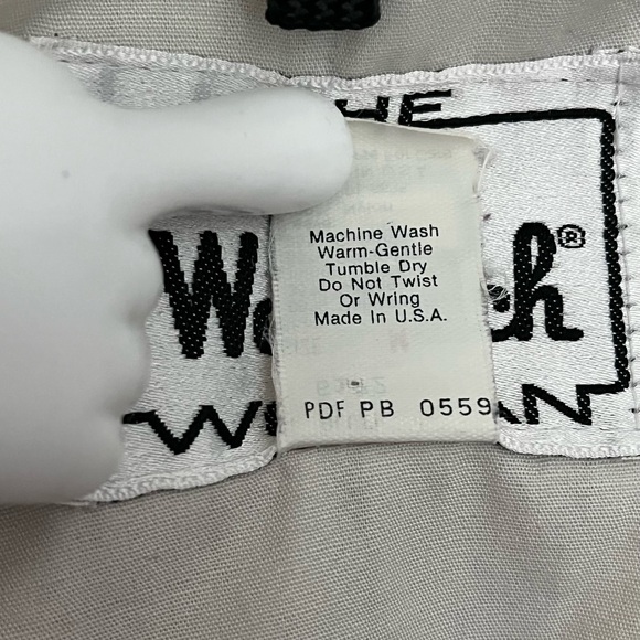 Vintage USA Woolrich Woman Blue Hooded Utility Jacket Medium Made in USA 90s - Picture 8 of 9